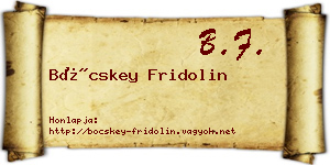 Böcskey Fridolin névjegykártya